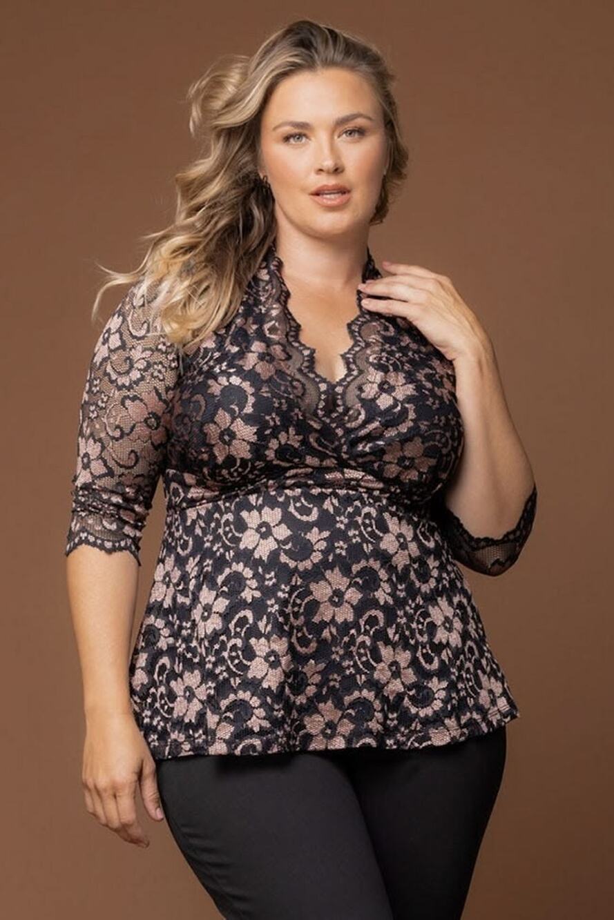Kiyonna Top Limited Ed Luxe Style 1X Rose Gold Empire Waist Lined Party Feminine